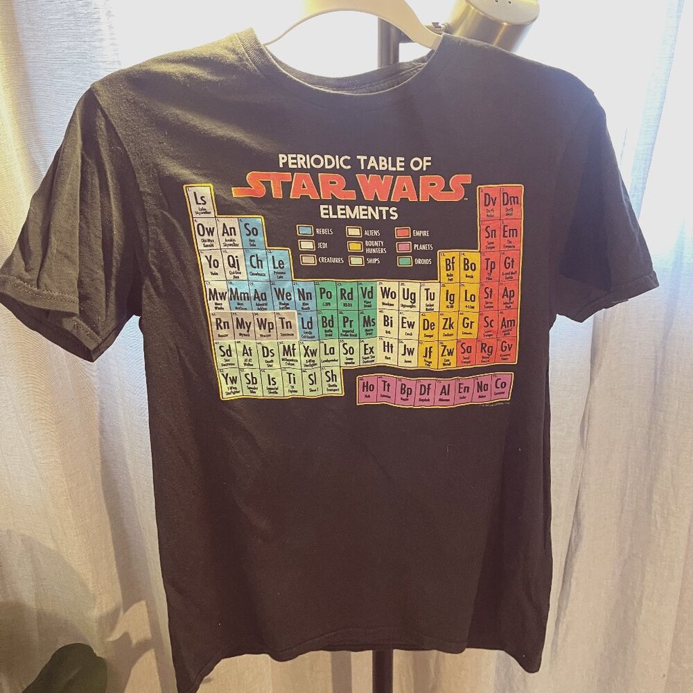 Star Wars TABLE OF ELEMENTS soft‎ worn tee - SM (men's) = LG womens